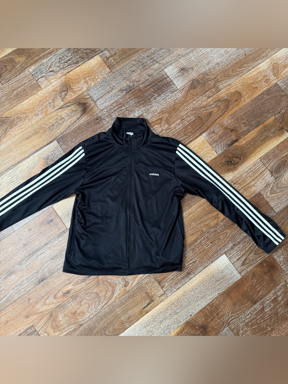 adidas Originals Classic Men’s Track Jacket Black with White Stripes Size Large